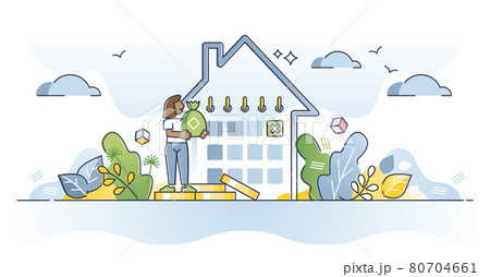 Mortgage payments as loan payback for home purchase deal outline concept 80704661