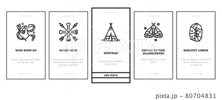 Boho Style Decoration Onboarding Icons Set Vector Boho Style Decoration Onboarding Icons Set Vector 80704831