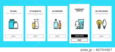 Glass Production Plant Onboarding Icons Set Vector 80704967