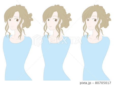 女性 美容イラスト素材 表情セット 女性 美容イラスト素材 表情セット 80705017