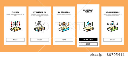 Mineral Wool Material Onboarding Icons Set Vector 80705411