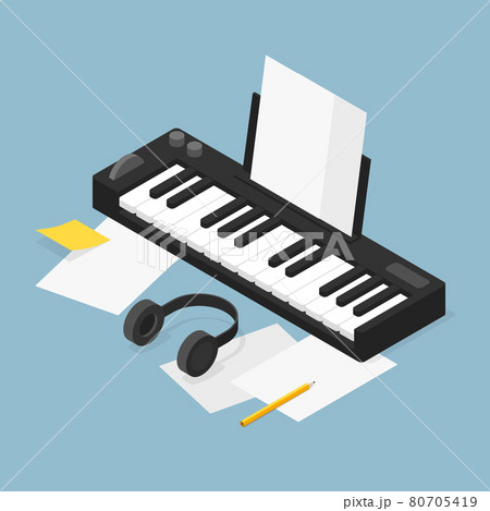Music Production Isometric Illustration 80705419