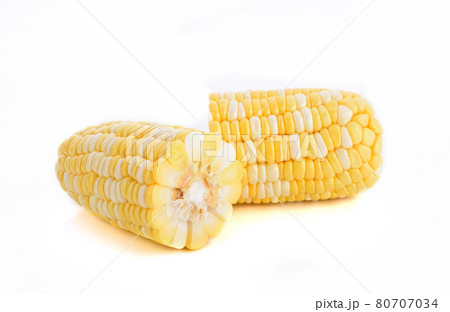 Sweet corn on white background Sweet corn on white background 80707034