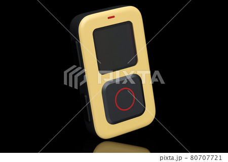 Remote controller for photo and video action camera on black background 80707721