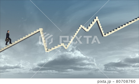 Businessman walks on graph 80708760