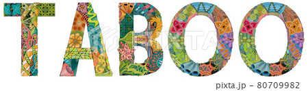 Word TABOO. Vector decorative zentangle object 80709982