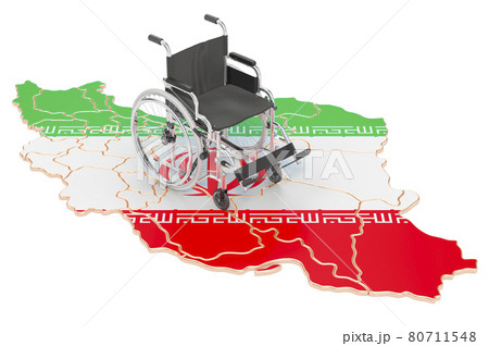 Wheelchair with Iranian flag. Disability in Iran concept, 3D rendering Wheelchair with Iranian flag. Disability in Iran concept, 3D rendering 80711548