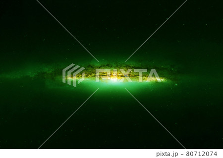 Beautiful green galaxy with stars. Elements of this image were furnished by NASA. 80712074