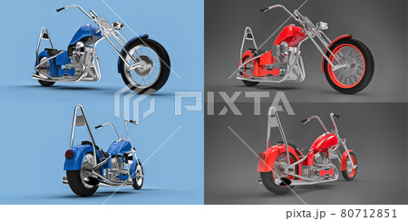 3d illustration. Classic custom motorbike. 3d rendering. 80712851