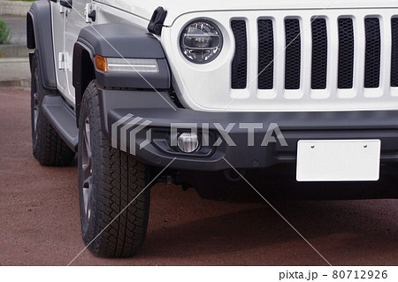 輸入車イメージ ジープラングラーのフロントマスクの写真素材