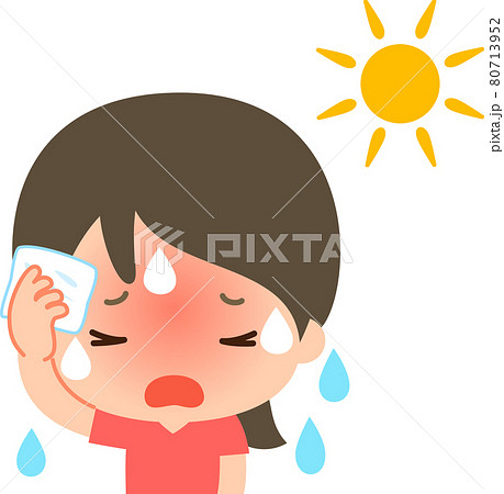 屋外でたくさん汗をかいている若い女性 80713952