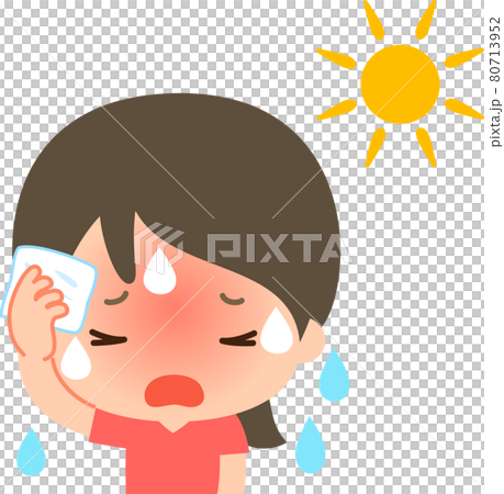 屋外でたくさん汗をかいている若い女性 80713952