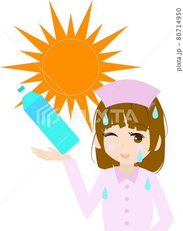 看護師・水分補給の熱中症対策の挿絵 看護師・水分補給の熱中症対策の挿絵 80714950