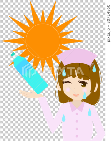 看護師・水分補給の熱中症対策の挿絵 看護師・水分補給の熱中症対策の挿絵 80714950