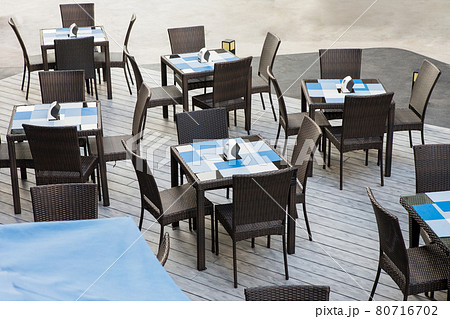 Outdoor buffet dining table in the hotel 80716702