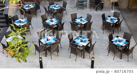 Outdoor buffet dining table in the hotel 80716705