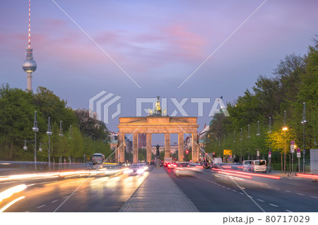 The Brandenburg Gate in Berlin at sunset The Brandenburg Gate in Berlin at sunset 80717029