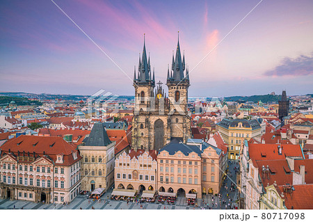 Old Town square with Tyn Church in Prague, Czech Republic 80717098