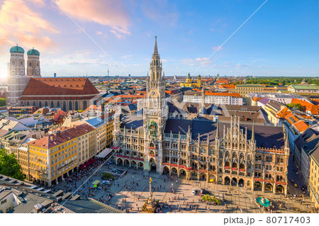 Munich skyline with  Marienplatz town hall 80717403
