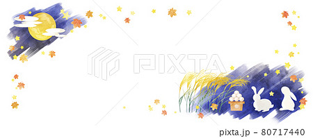 十五夜　お月見うさぎ（横長） 80717440