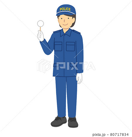 警察官の女性 特殊服 鑑識活動のイラスト素材