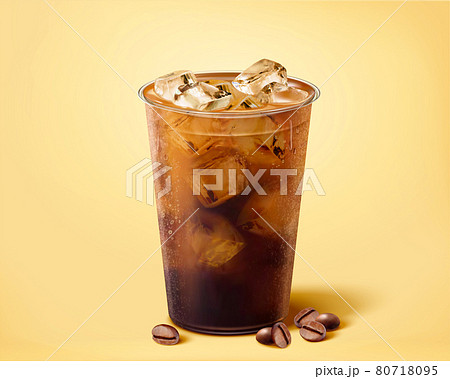 3d iced brew coffee in takeout cup 80718095