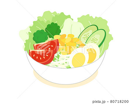 野菜たっぷりのサラダのイラストのイラスト素材