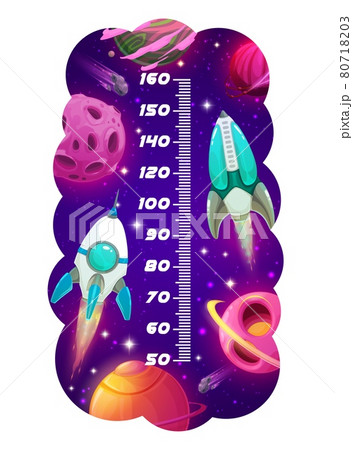 Kids height chart cartoon rockets and planets 80718203