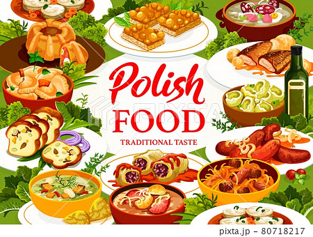 Polish food restaurant meals and dishes posterのイラスト素材 80718217
