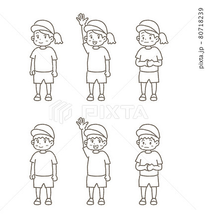 運動会の半ズボンの子供 白バック のイラスト素材