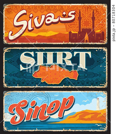 Sivas, Siirt, Sinop Turkey provinces plates 80718304