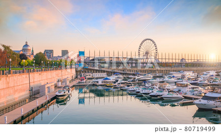 Old port area with boats in Montreal city Old port area with boats in Montreal city 80719499