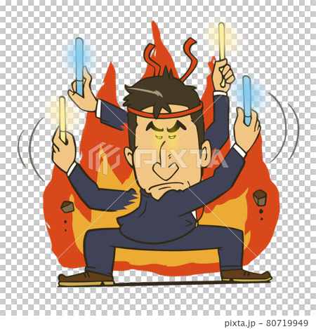 Illustration of a salaryman who seriously dances wotagei 80719949