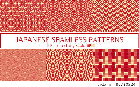 シームレスパターン 和柄 赤 金色 シームレスパターン 和柄 赤 金色 80720524