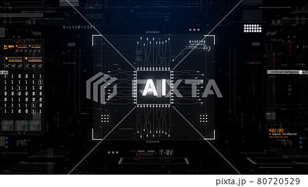 Artificial Intelligence AI. Future Technology Concept Visualization. Big Data Transmission Connection. Technology Digital data Network Abstract Background. 80720529