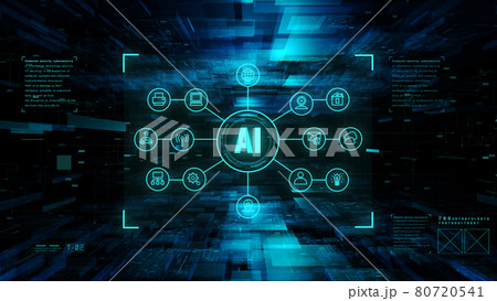 Artificial Intelligence AI. Future Technology Concept Visualization. Big Data Transmission Connection. Technology Digital data Network Abstract Background. 80720541