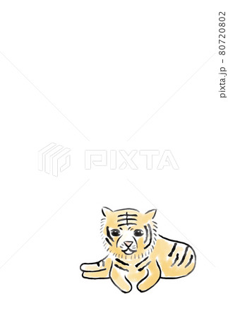 水墨画風寅年年賀状、背景なし 80720802