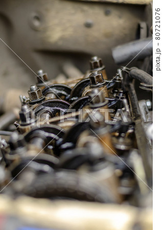 The engine compartment of a car close-up. The engine compartment of a car close-up. 80721076
