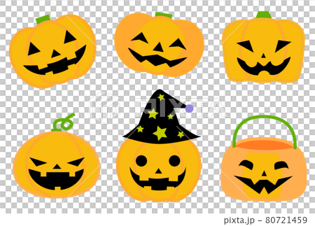 Halloween pumpkin lantern set illustration 80721459