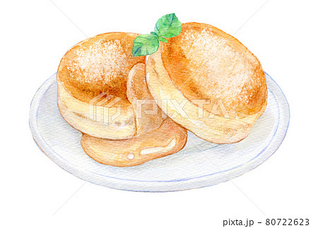 水彩イラスト　パンケーキ　ホットケーキ 80722623