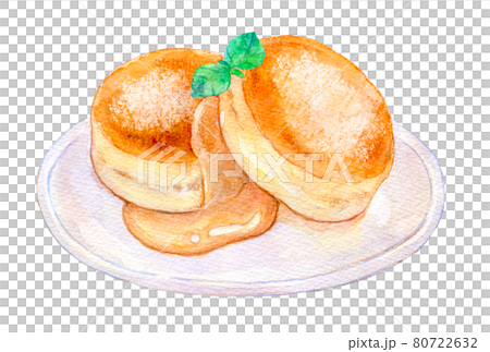 水彩イラスト　パンケーキ　ホットケーキ 80722632