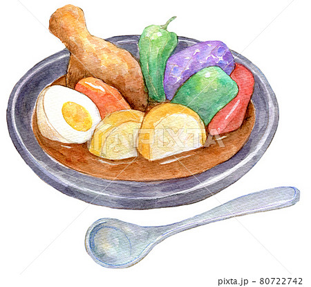 水彩イラスト　スープカレー 80722742