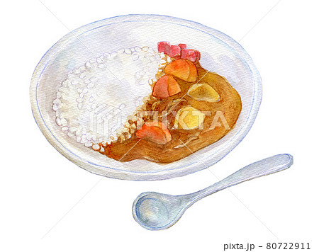 水彩イラスト カレーライスのイラスト素材