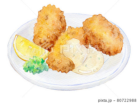 水彩イラスト　カキフライ 80722988