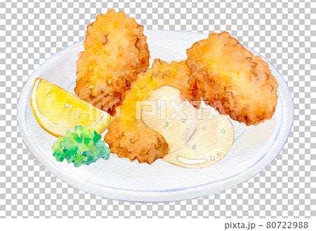 水彩イラスト　カキフライ 80722988