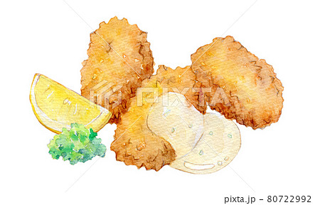水彩イラスト カキフライ 水彩イラスト カキフライ 80722992
