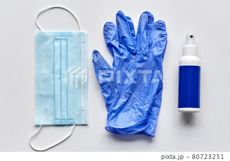 medical mask, gloves and hand sanitizer in spray medical mask, gloves and hand sanitizer in spray 80723251