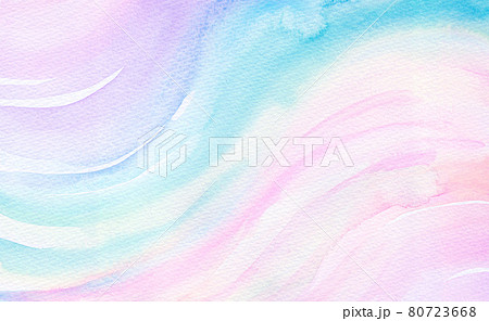 虹色の流線　背景素材　水彩 80723668