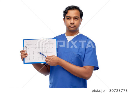 male doctor with cardiogram on clipboard male doctor with cardiogram on clipboard 80723773