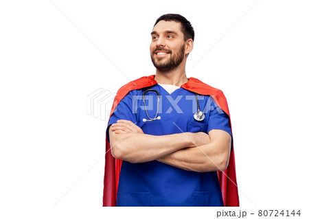 smiling doctor or male nurse in superhero cape smiling doctor or male nurse in superhero cape 80724144